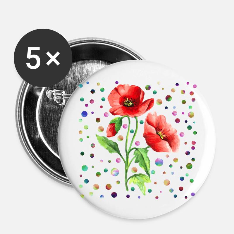 Blumen - Buttons groß 56 mm (5er Pack) - Weiß