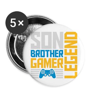 Son Brother Gamer Legend - Buttons large 2.2''/56 mm (5-pack) - white - Front