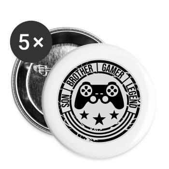 son brother gamer legend - Buttons groß 56 mm (5er Pack) - Weiß - Vorne