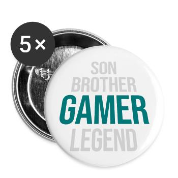 Son Brother Gamer Legend - Buttons large 2.2''/56 mm (5-pack) - white - Front