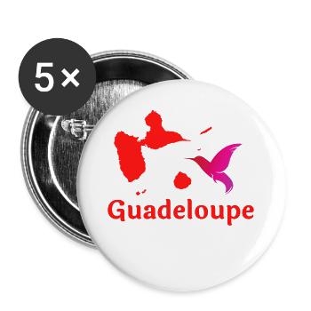 Guadeloupe - Lot de 5 grands badges (56 mm) - blanc - Devant