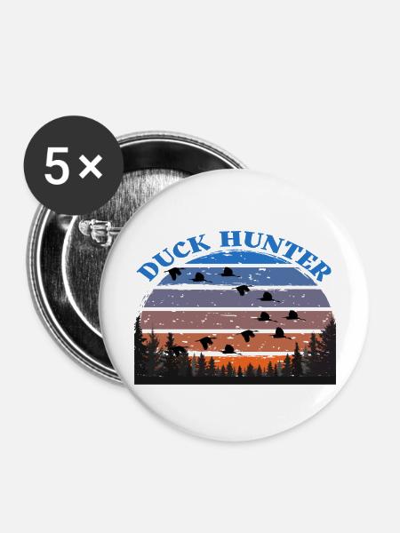 Duck Hunter - Buttons groß 56 mm (5er Pack) - Weiß
