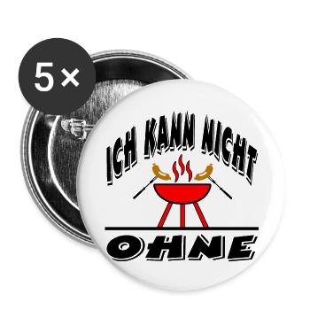 Grillen - Buttons groß 56 mm (5er Pack) - Weiß - Vorne