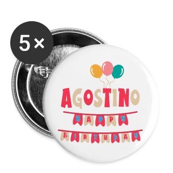 T-shirt Augustine joyeux anniversaire joyeux anniversaire - Lot de 5 grands badges (56 mm) - blanc - Devant