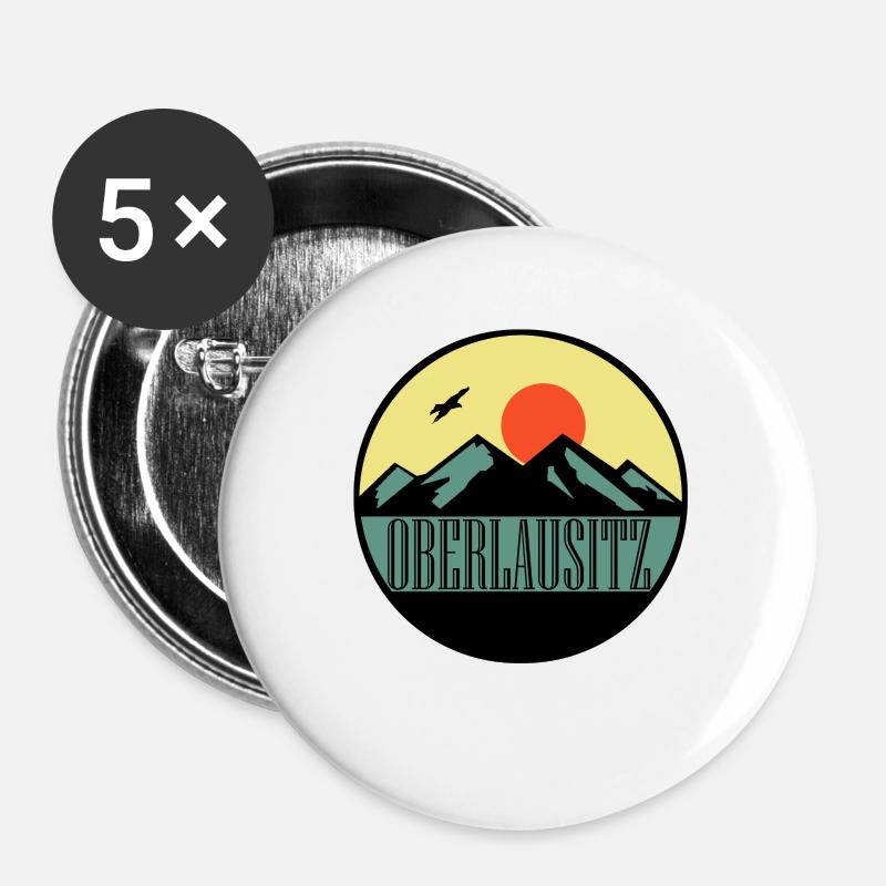 Oberlausitz - Buttons groß 56 mm (5er Pack) - Weiß