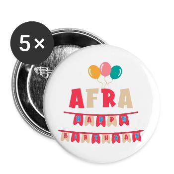 T-shirt Afra joyeux anniversaire joyeux anniversaire - Lot de 5 grands badges (56 mm) - blanc - Devant
