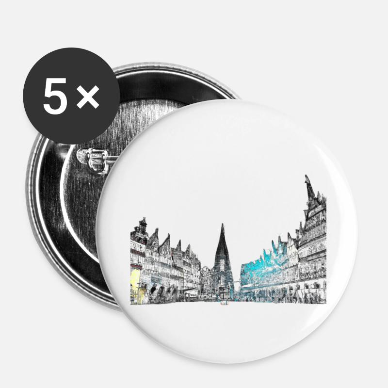 Prinzipalmarkt Münster Westphalia - Buttons large 2.2''/56 mm (5-pack) - white