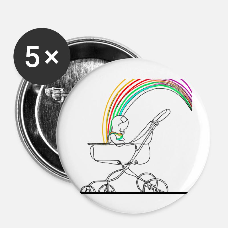 Rainbow Stroller - Buttons large 2.2''/56 mm (5-pack) - white