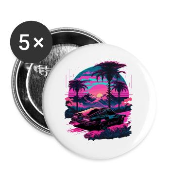 Paume Vaporwave - Lot de 5 grands badges (56 mm) - blanc - Devant