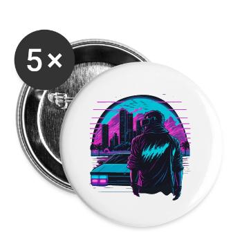 Retro-Futepunk - Buttons groß 56 mm (5er Pack) - Weiß - Vorne