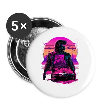 Synthwave futuriste - Lot de 5 grands badges (56 mm) - blanc - Devant
