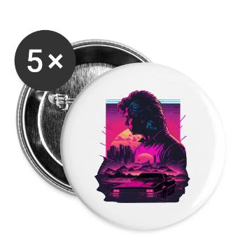 Neon Retro Art - Buttons large 2.2''/56 mm (5-pack) - white - Front