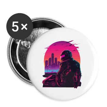 Retro Racing - Buttons large 2.2''/56 mm (5-pack) - white - Front