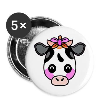 Kuh süß Tier Bauernhof Tiere lustig Kühe neu 20 - Buttons groß 56 mm (5er Pack) - Weiß - Vorne