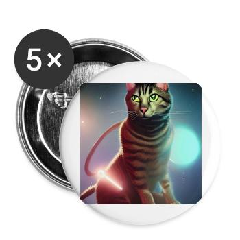 The Universe Cat - Buttons groß 56 mm (5er Pack) - Weiß - Vorne