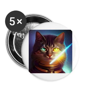 The Universe Cat - Buttons groß 56 mm (5er Pack) - Weiß - Vorne