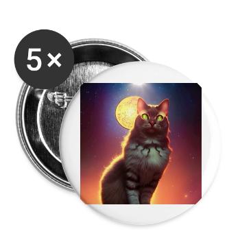 The Universe Cat - Buttons large 2.2''/56 mm (5-pack) - white - Front