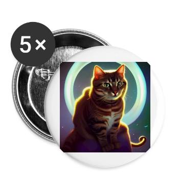 The Universe Cat - Buttons large 2.2''/56 mm (5-pack) - white - Front