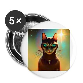 The Universe Cat - Buttons large 2.2''/56 mm (5-pack) - white - Front