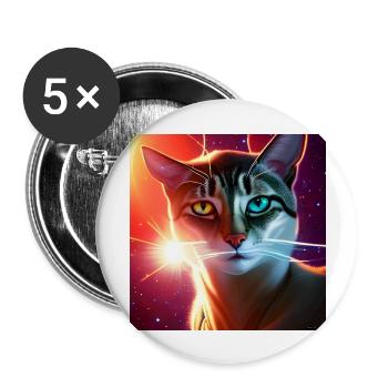 The Universe Cat - Buttons large 2.2''/56 mm (5-pack) - white - Front