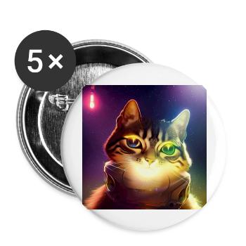 The Universe Cat - Buttons large 2.2''/56 mm (5-pack) - white - Front