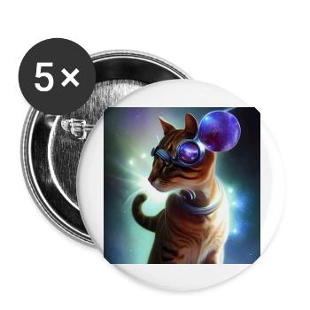The Universe Cat - Buttons large 2.2''/56 mm (5-pack) - white - Front