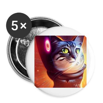 The Universe Cat - Buttons large 2.2''/56 mm (5-pack) - white - Front