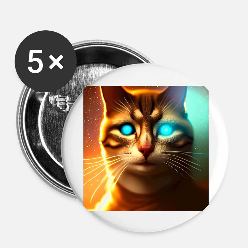 The Universe Cat - Buttons large 2.2''/56 mm (5-pack) - white