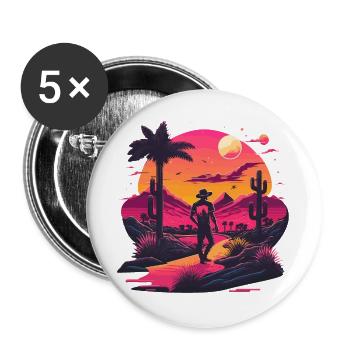 Neon Cowboy - Buttons large 2.2''/56 mm (5-pack) - white - Front