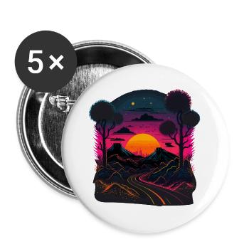Synthwave Artwork - Buttons large 2.2''/56 mm (5-pack) - white - Front