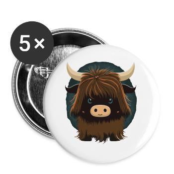 Lustiges Yak Geschenk - Buttons groß 56 mm (5er Pack) - Weiß - Vorne