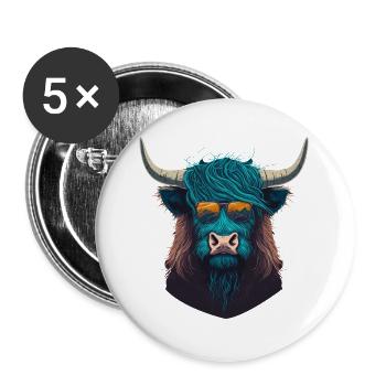 Yak avec Sunclasses - Lot de 5 grands badges (56 mm) - blanc - Devant