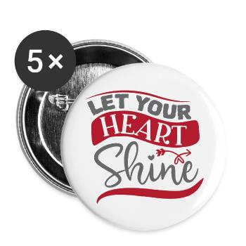 Laissez briller votre cœur - Lot de 5 grands badges (56 mm) - blanc - Devant