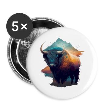 Galaxie Yak - Buttons groß 56 mm (5er Pack) - Weiß - Vorne