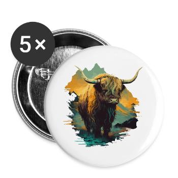 Yak Art - Lot de 5 grands badges (56 mm) - blanc - Devant