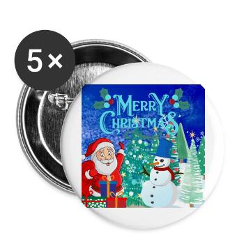 Joyeux Noël, Noël - Lot de 5 grands badges (56 mm) - blanc - Devant