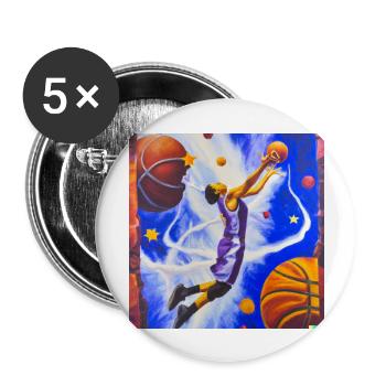 Basketballspieler Dunk - Buttons groß 56 mm (5er Pack) - Weiß - Vorne