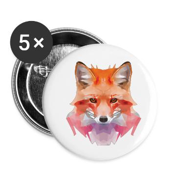 Abstract Polygon Fox - Buttons large 2.2''/56 mm (5-pack) - white - Front
