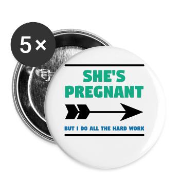 Famille enceinte Déclaration des parents Mère Bébé - Lot de 5 grands badges (56 mm) - blanc - Devant