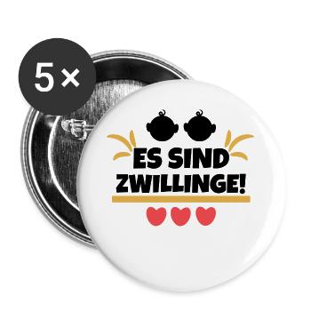 Herz Babybauch Statement Schwanger Schwangerschaft - Buttons groß 56 mm (5er Pack) - Weiß - Vorne