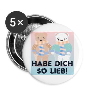 Habe Dich so lieb - Paare - Buttons groß 56 mm (5er Pack) - Weiß - Vorne