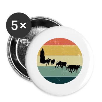Husky Schlitten Hunderennen Alaskan Racers - Buttons groß 56 mm (5er Pack) - Weiß - Vorne