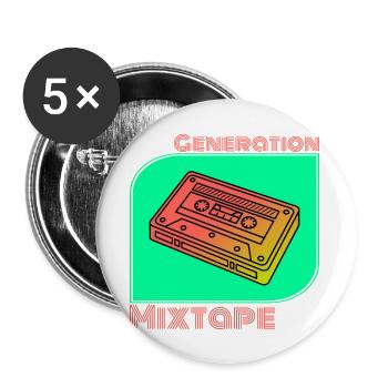 Generation Mixtape Kassette Kidcore Geschenk Idee - Buttons groß 56 mm (5er Pack) - Weiß - Vorne