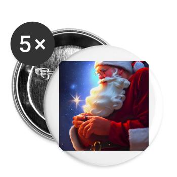 Weihnachtsmann Nikolaus Santa Claus Weihnachten - Buttons groß 56 mm (5er Pack) - Weiß - Vorne