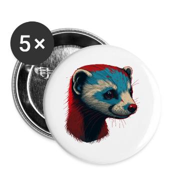 Rotes Frettchen - Buttons groß 56 mm (5er Pack) - Weiß - Vorne