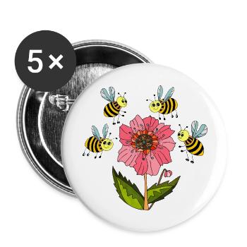 Insekten - Buttons groß 56 mm (5er Pack) - Weiß - Vorne