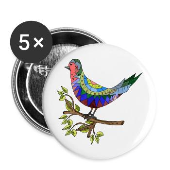 Oiseau - Lot de 5 grands badges (56 mm) - blanc - Devant
