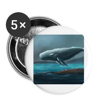 Wal schwebt am Himmel - Buttons groß 56 mm (5er Pack) - Weiß - Vorne