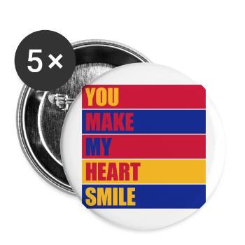 Faire sourire mon cœur - Lot de 5 grands badges (56 mm) - blanc - Devant
