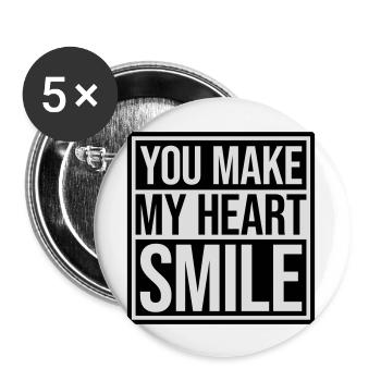 make my heart smile - Buttons groß 56 mm (5er Pack) - Weiß - Vorne